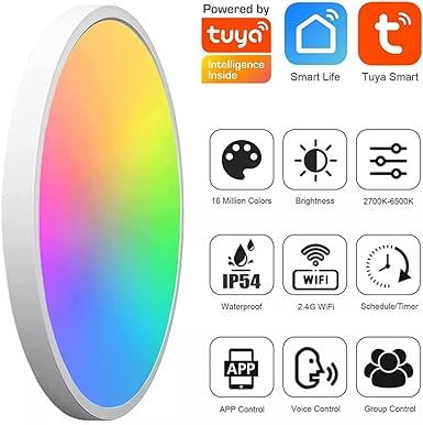 Luminária Painel Led Plafon De Sobrepor Redondo 24W RGB compatível com Tuya, melhorobra, melhor, obra, construir, reformar, decorar, sala, teto