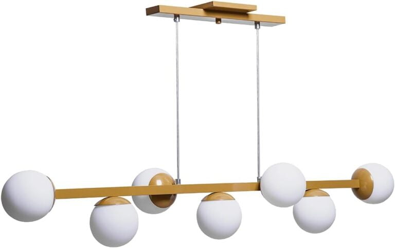 Melhor Obra apresenta imagem de . Lustre Pendente Figo 7 Globos Esfera De Vidro (Dourado) - Ideallume