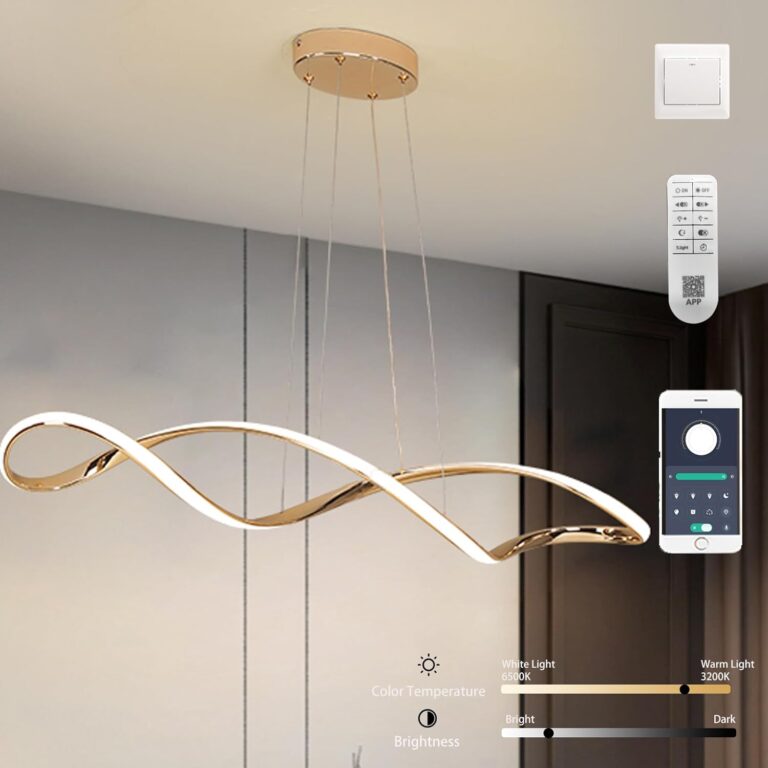 Melhor Obra apresenta imagem de Luminária pendente moderna de cozinha lustres para sala de jantar, luzes pendentes de ilha de cozinha, luzes suspensas, controle remoto/APP