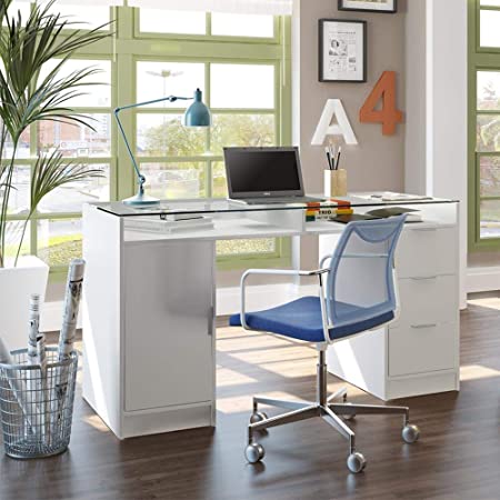 essencial para quem quer decorar a casa ou o escritório de maneira prática e barata,melhor obra construir reforma luxo apartamento casa residencia fachada comercio melhores sopradores de folhas, guarda sol folhas secas, soprador aspirador, mesa escritório, home office, Escrivaninha 1 Porta e 3 Gavetas Madesa Chicago