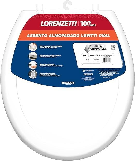 Assento Sanitário Almofadado Levitti Oval Branco Lorenzetti, achei, oferta, melhor, melhorobra, banheiro, lababo, wc, decoração, construção, reforma