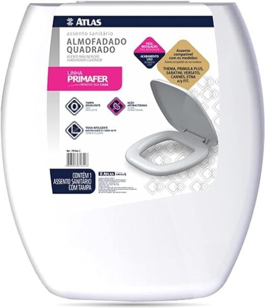 Assento Sanitario Plastico Almofadado Quadrado Cor Branco Linha Primafer Atlas assento sanitario almofadado achei oferta melhor melhorobra construir reformar decorar 2