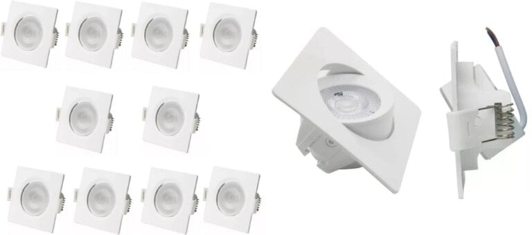 Kit 10 Spot Led Cob Direcionável Embutir Quadrado Branco Quente 3000k 7w, achei, melhor, oferta, melhorobra, obra, reforma, decoração, iluminação, marca, melhor marca da spot