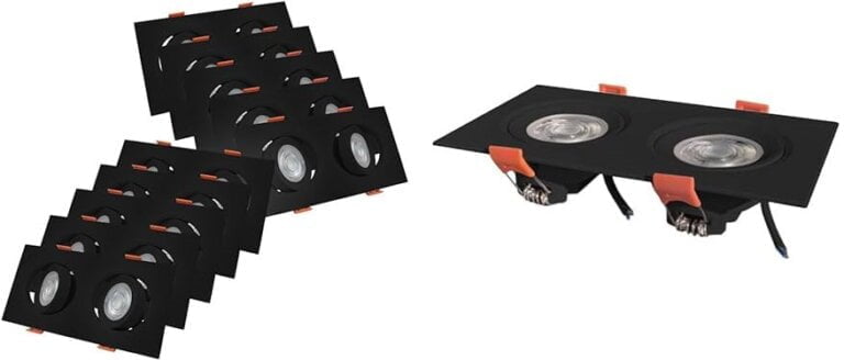 Kit com 10 Spot de Embutir Easy LED Duplo Preto  2X5W 400lm BIVOLT 6500K
