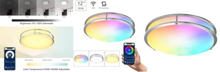 Luminária de teto inteligente com Wi-Fi 2700K-6500K Branco e RGB multicolorido e Controle de voz, melhorobra, melhor, obra, construir, construção, reformar, reforma, oferta
