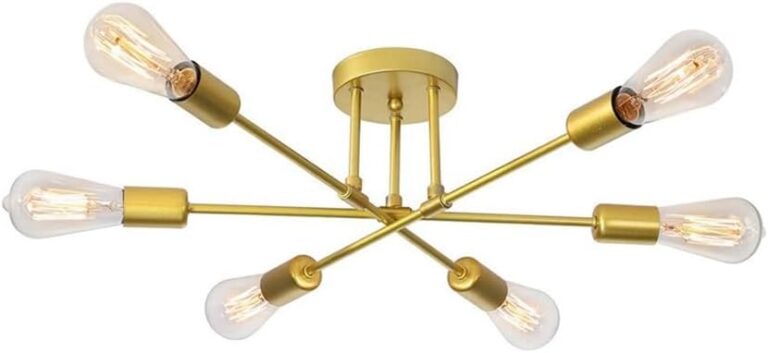 Melhor Obra apresenta imagem de Pendente Lustre Moderno Sputnik E27 6 Lâmpadas Luminaria de teto (72cm, Ouro) - Home-Neat
