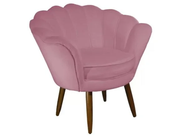 Poltrona Decorativa Estofada Para Salão de Beleza Pétala Suede Rosa Barbie - DL DECOR, melhor, obra, melhorobra, melhorobra.com