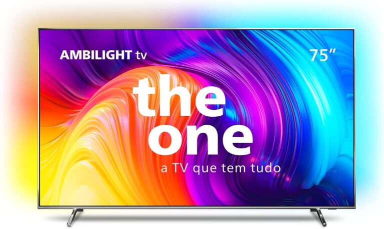 melhor obra apresenta imagem da Smart TV 75 4K 120 Hz Philips THE ONE, Google TV, Ambilight