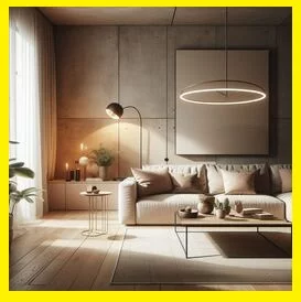 Melhor obra apresenta Transforme Seu Quarto e Sala com Luminárias Encantadoras com foto destaque feito por AI de uma sala com luminária pendente ligada